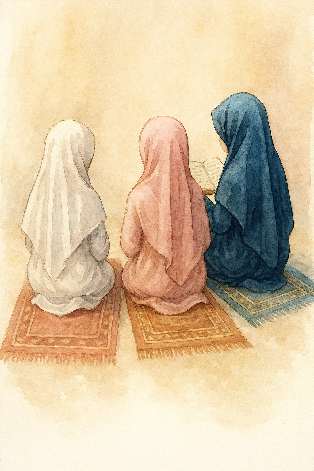Students reciting the Qur’an (viewed from behind)